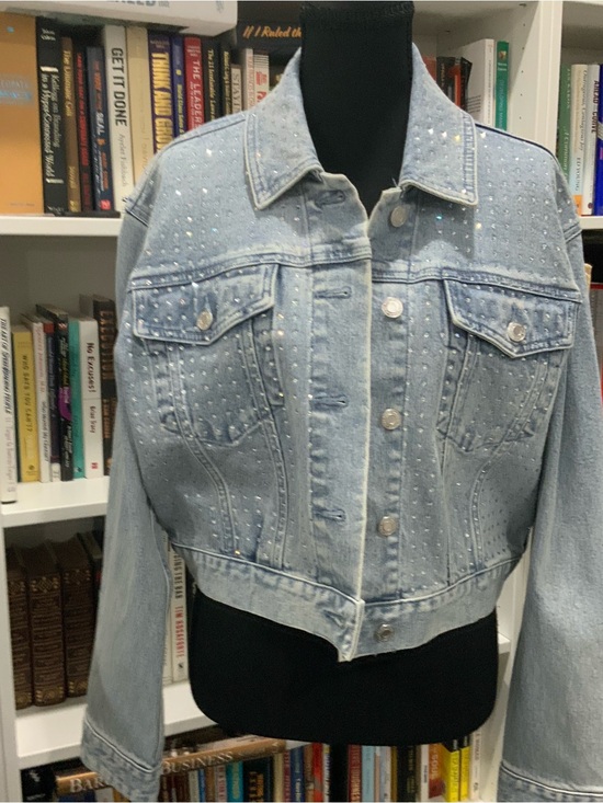 Michael Kors Jackets & Blazers - Michael Kors Light Blue Studded Cropped Y2K Studded Jacket Large
